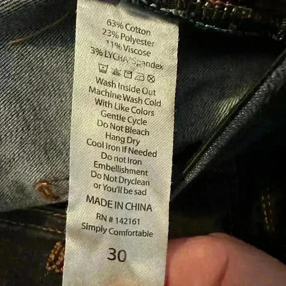 LULAROE Magic Waist Stretch Dark Wash Cuffed Jeans Style L-161367 Size 30 - Picture 9 of 10